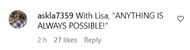 Fan's comment on the tracklist ( Image via Instagram / @lisanations_ )